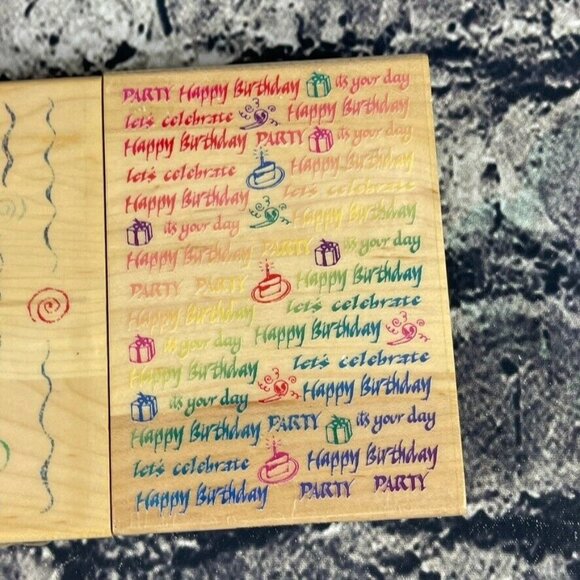 Inkadinkado Swirls Waves Phrase Wood Mounted Rubber Stamps - Picture 2 of 10